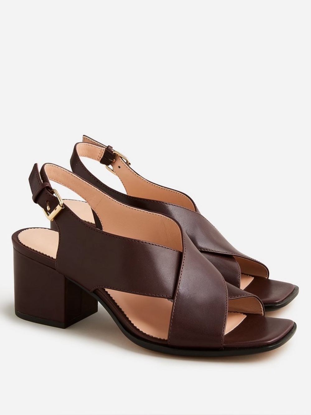 JCrew Leather Dylan Crisscross block heels Sandals Brown – Women's 7.5